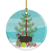 Load image into Gallery viewer, Lykoi #1 Cat Merry Christmas Ornament - Round Ceramic Ornament – Artist-Designed Keepsake Decoration
