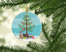 Load image into Gallery viewer, Lykoi #2 Cat Merry Christmas Ornament - Round Ceramic Ornament – Artist-Designed Keepsake Decoration