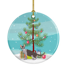 Load image into Gallery viewer, Lykoi #2 Cat Merry Christmas Ornament - Round Ceramic Ornament – Artist-Designed Keepsake Decoration