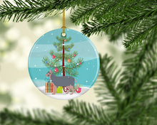 Load image into Gallery viewer, Lykoi #3 Cat Merry Christmas Ornament - Round Ceramic Ornament – Artist-Designed Keepsake Decoration