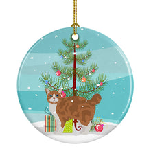 Load image into Gallery viewer, Manx #2 Cat Merry Christmas Ornament - Round Ceramic Ornament – Artist-Designed Keepsake Decoration