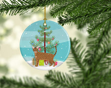 Load image into Gallery viewer, Ocicat Cat Merry Christmas Ornament - Round Ceramic Ornament – Artist-Designed Keepsake Decoration