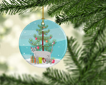 Load image into Gallery viewer, Ojos Azules Cat Merry Christmas Ornament - Round Ceramic Ornament – Artist-Designed Keepsake Decoration