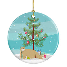 Load image into Gallery viewer, Oregon Rex Cat Merry Christmas Ornament - Round Ceramic Ornament – Artist-Designed Keepsake Decoration