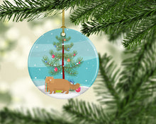 Load image into Gallery viewer, Persian Modern Cat Merry Christmas Ornament - Round Ceramic Ornament – Artist-Designed Keepsake Decoration