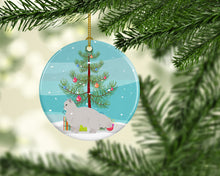 Load image into Gallery viewer, White Persian Traditional Cat Merry Christmas Ornament - Round Ceramic Ornament – Artist-Designed Keepsake Decoration