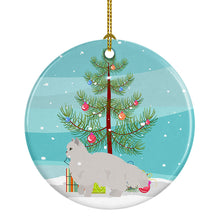 Load image into Gallery viewer, White Persian Traditional Cat Merry Christmas Ornament - Round Ceramic Ornament – Artist-Designed Keepsake Decoration