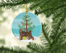 Load image into Gallery viewer, Pixie Bob #3 Cat Merry Christmas Ornament - Round Ceramic Ornament – Artist-Designed Keepsake Decoration