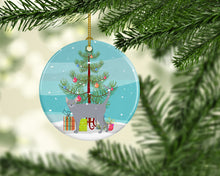 Load image into Gallery viewer, Russian Blue #1 Cat Merry Christmas Ornament - Round Ceramic Ornament – Artist-Designed Keepsake Decoration