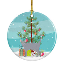 Load image into Gallery viewer, Russian Blue #1 Cat Merry Christmas Ornament - Round Ceramic Ornament – Artist-Designed Keepsake Decoration