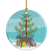 Load image into Gallery viewer, Russian Blue #2 Cat Merry Christmas Ornament - Round Ceramic Ornament – Artist-Designed Keepsake Decoration