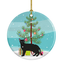Load image into Gallery viewer, Russian White Black #1 Cat Merry Christmas Ornament - Round Ceramic Ornament – Artist-Designed Keepsake Decoration