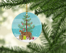 Load image into Gallery viewer, Savannah #1 Cat Merry Christmas Ornament - Round Ceramic Ornament – Artist-Designed Keepsake Decoration