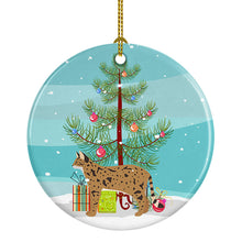Load image into Gallery viewer, Savannah #2 Cat Merry Christmas Ornament - Round Ceramic Ornament – Artist-Designed Keepsake Decoration