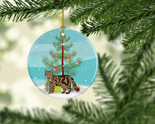 Load image into Gallery viewer, Scottish Straight #2 Cat Merry Christmas Ornament - Round Ceramic Ornament – Artist-Designed Keepsake Decoration