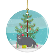 Load image into Gallery viewer, Selkirk Rex #1 Cat Merry Christmas Ornament - Round Ceramic Ornament – Artist-Designed Keepsake Decoration