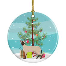 Load image into Gallery viewer, Siamese Modern #2 Cat Merry Christmas Ornament - Round Ceramic Ornament – Artist-Designed Keepsake Decoration