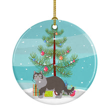 Load image into Gallery viewer, Siberian Forest #1 Cat Merry Christmas Ornament - Round Ceramic Ornament – Artist-Designed Keepsake Decoration