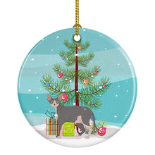 Load image into Gallery viewer, Sphynx #2 Cat Merry Christmas Ornament - Round Ceramic Ornament – Artist-Designed Keepsake Decoration