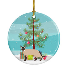 Load image into Gallery viewer, Tonkinese Cat Merry Christmas Ornament - Round Ceramic Ornament – Artist-Designed Keepsake Decoration