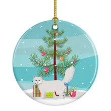 Load image into Gallery viewer, Turkish Angora Cat Merry Christmas Ornament - Round Ceramic Ornament – Artist-Designed Keepsake Decoration