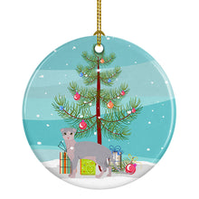 Load image into Gallery viewer, Ukrainian Levkoy Cat Merry Christmas Ornament - Round Ceramic Ornament – Artist-Designed Keepsake Decoration