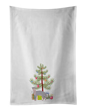 Load image into Gallery viewer, Ukrainian Levkoy Cat Merry Christmas White Kitchen Towel Set of 2