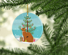 Load image into Gallery viewer, Abyssinian Cat Merry Christmas Ornament - Round Ceramic Ornament – Artist-Designed Keepsake Decoration