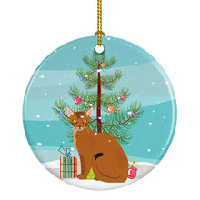 Load image into Gallery viewer, Abyssinian Cat Merry Christmas Ornament - Round Ceramic Ornament – Artist-Designed Keepsake Decoration