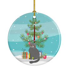 Load image into Gallery viewer, British Semi Longhair Cat Merry Christmas Ornament - Round Ceramic Ornament – Artist-Designed Keepsake Decoration