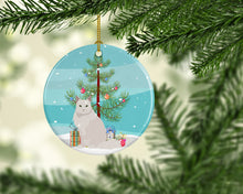 Load image into Gallery viewer, Chantilly Tiffany Cat Merry Christmas Ornament - Round Ceramic Ornament – Artist-Designed Keepsake Decoration