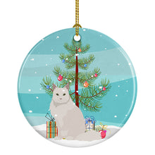 Load image into Gallery viewer, Chantilly Tiffany Cat Merry Christmas Ornament - Round Ceramic Ornament – Artist-Designed Keepsake Decoration