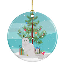 Load image into Gallery viewer, Chinchilla Persian Longhair Cat Merry Christmas Ornament - Round Ceramic Ornament – Artist-Designed Keepsake Decoration