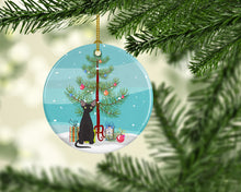 Load image into Gallery viewer, Devon Rex #3 Cat Merry Christmas Ornament - Round Ceramic Ornament – Artist-Designed Keepsake Decoration