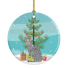 Load image into Gallery viewer, Egyptian Mau Cat Merry Christmas Ornament - Round Ceramic Ornament – Artist-Designed Keepsake Decoration