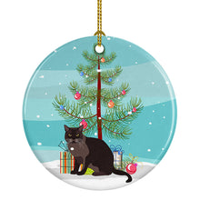 Load image into Gallery viewer, European Burmese Cat Merry Christmas Ornament - Round Ceramic Ornament – Artist-Designed Keepsake Decoration