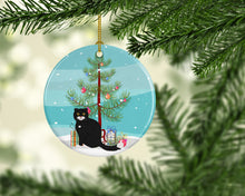 Load image into Gallery viewer, Foldex Exotic Fold #2 Cat Merry Christmas Ornament - Round Ceramic Ornament – Artist-Designed Keepsake Decoration