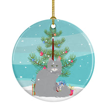 Load image into Gallery viewer, Norwegian Forest Cat Merry Christmas Ornament - Round Ceramic Ornament – Artist-Designed Keepsake Decoration