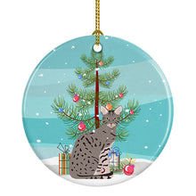 Load image into Gallery viewer, Ocicat #1 Cat Merry Christmas Ornament - Round Ceramic Ornament – Artist-Designed Keepsake Decoration