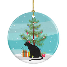 Load image into Gallery viewer, Ojos Azules Cat Merry Christmas Ornament - Round Ceramic Ornament – Artist-Designed Keepsake Decoration