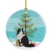 Load image into Gallery viewer, Ragamuffin Cat Merry Christmas Ornament - Round Ceramic Ornament – Artist-Designed Keepsake Decoration