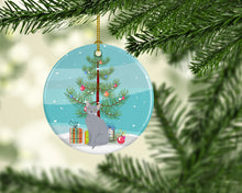 Load image into Gallery viewer, Russian Blue Cat Merry Christmas Ornament - Round Ceramic Ornament – Artist-Designed Keepsake Decoration