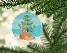 Load image into Gallery viewer, Selkirk Rex Cat Merry Christmas Ornament - Round Ceramic Ornament – Artist-Designed Keepsake Decoration