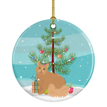 Load image into Gallery viewer, Selkirk Rex Cat Merry Christmas Ornament - Round Ceramic Ornament – Artist-Designed Keepsake Decoration