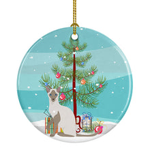 Load image into Gallery viewer, Siamese Modern Cat Merry Christmas Ornament - Round Ceramic Ornament – Artist-Designed Keepsake Decoration