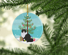 Load image into Gallery viewer, Siberian Forest Cat Merry Christmas Ornament - Round Ceramic Ornament – Artist-Designed Keepsake Decoration