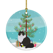 Load image into Gallery viewer, Siberian Forest Cat Merry Christmas Ornament - Round Ceramic Ornament – Artist-Designed Keepsake Decoration