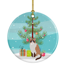 Load image into Gallery viewer, Snowshoe #1 Cat Merry Christmas Ornament - Round Ceramic Ornament – Artist-Designed Keepsake Decoration