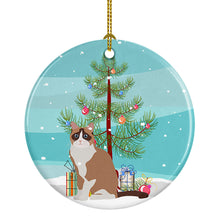 Load image into Gallery viewer, Snowshoe #2 Cat Merry Christmas Ornament - Round Ceramic Ornament – Artist-Designed Keepsake Decoration