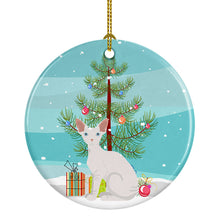 Load image into Gallery viewer, Sphynx #1 Cat Merry Christmas Ornament - Round Ceramic Ornament – Artist-Designed Keepsake Decoration
